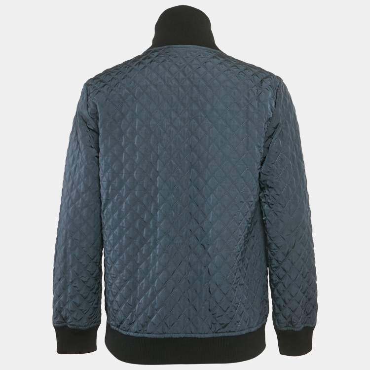 Pre Owned Dolce & Gabbana Blue/Black Nylon and Cotton Jacket XL