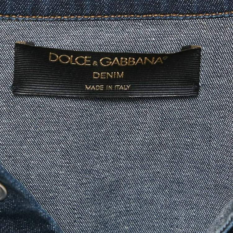 Pre Owned Dolce & Gabbana Navy Blue Denim Button Front Shirt XS