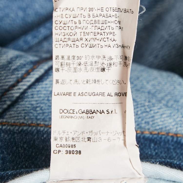 Pre Owned Dolce & Gabbana Blue Distressed Denim Classic Jeans M Waist 32"