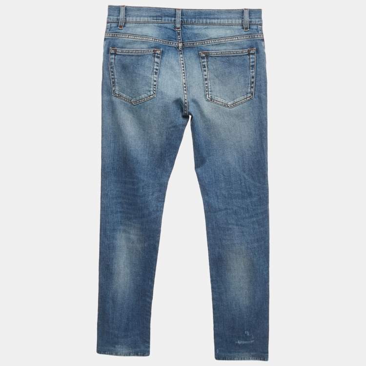 Pre Owned Dolce & Gabbana Blue Distressed Denim Classic Jeans M Waist 32"
