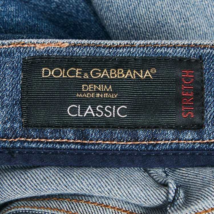 Pre Owned Dolce & Gabbana Blue Distressed Denim Classic Jeans S
