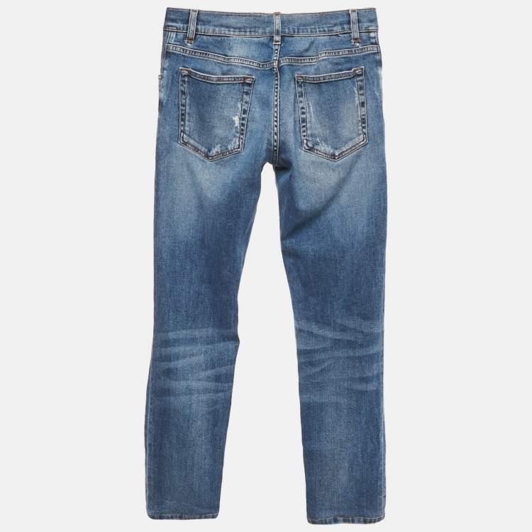 Pre Owned Dolce & Gabbana Blue Distressed Denim Classic Jeans S