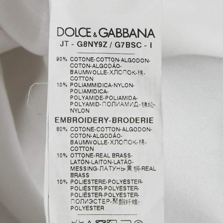 Pre Owned Dolce & Gabbana White Cotton Knit Camouflage Panelled T-Shirt M