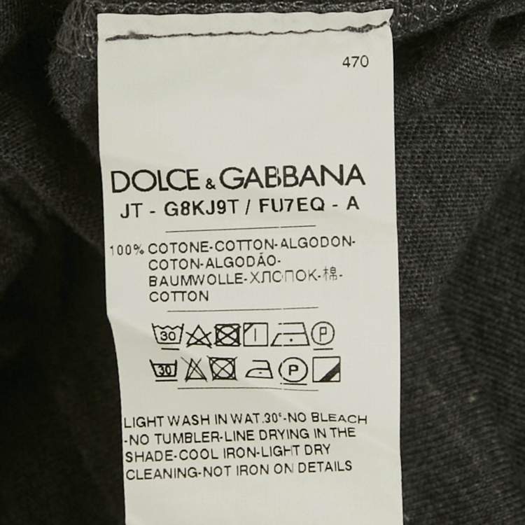 Pre Owned Dolce & Gabbana Grey Logo Plaque Jersey T-Shirt L