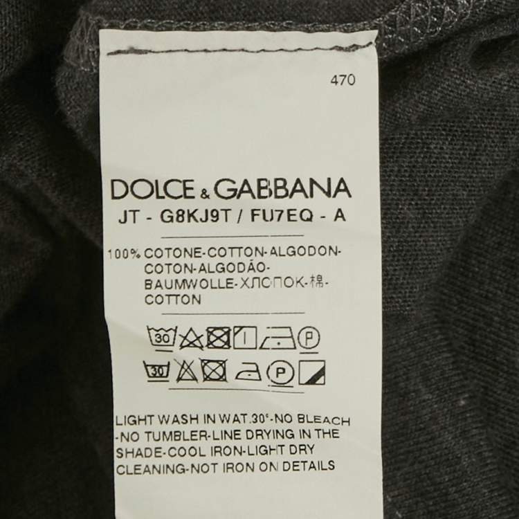 Pre Owned Dolce & Gabbana Grey Logo Plaque Jersey T-Shirt L