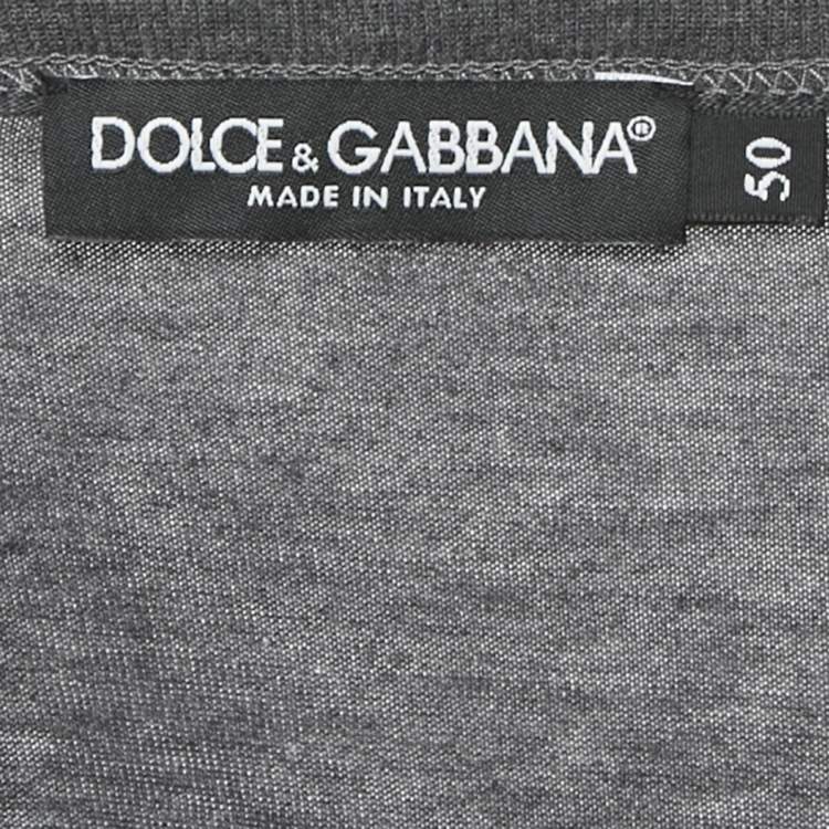 Pre Owned Dolce & Gabbana Grey Logo Plaque Jersey T-Shirt L