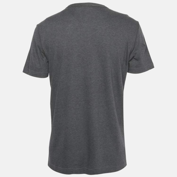 Pre Owned Dolce & Gabbana Grey Logo Plaque Jersey T-Shirt L