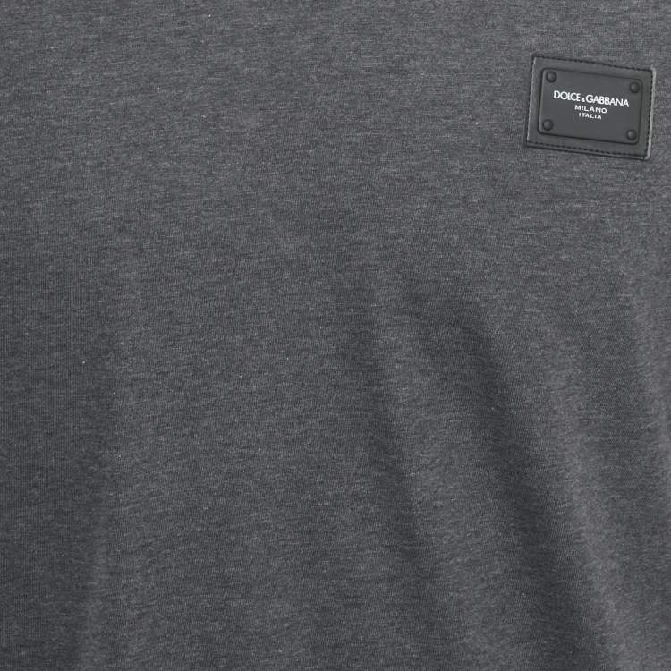 Pre Owned Dolce & Gabbana Grey Logo Plaque Jersey T-Shirt L