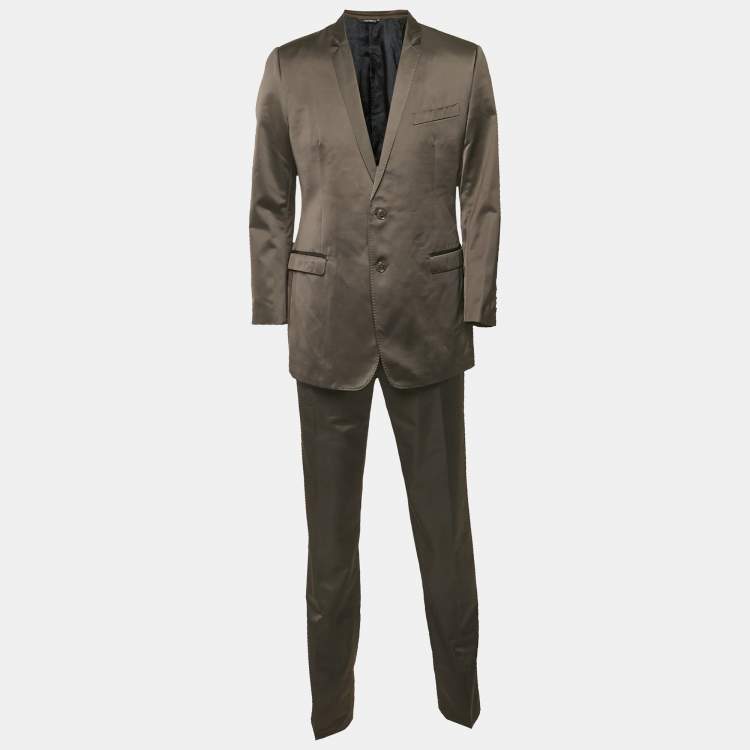 Pre Owned Dolce & Gabbana Black Satin Wool Tailored Suit XL