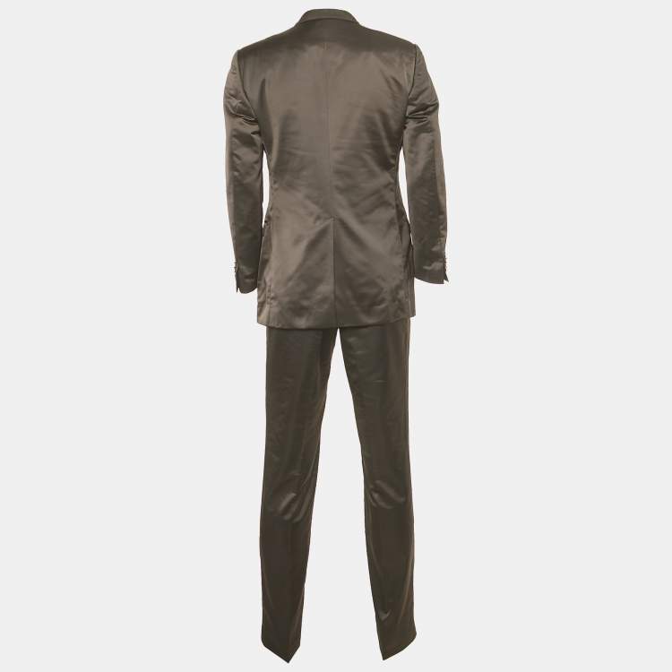 Pre Owned Dolce & Gabbana Black Satin Wool Tailored Suit XL
