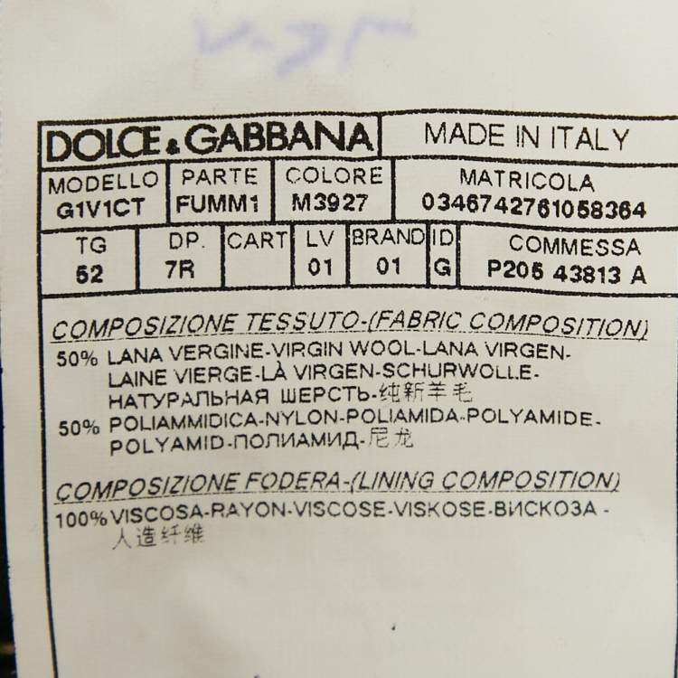 Pre Owned Dolce & Gabbana Black Satin Wool Tailored Suit XL