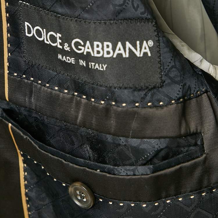 Pre Owned Dolce & Gabbana Black Satin Wool Tailored Suit XL