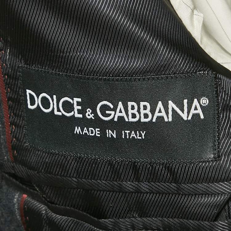 Pre Owned Dolce & Gabbana Black Stripe Wool Tailored Pants Suit M