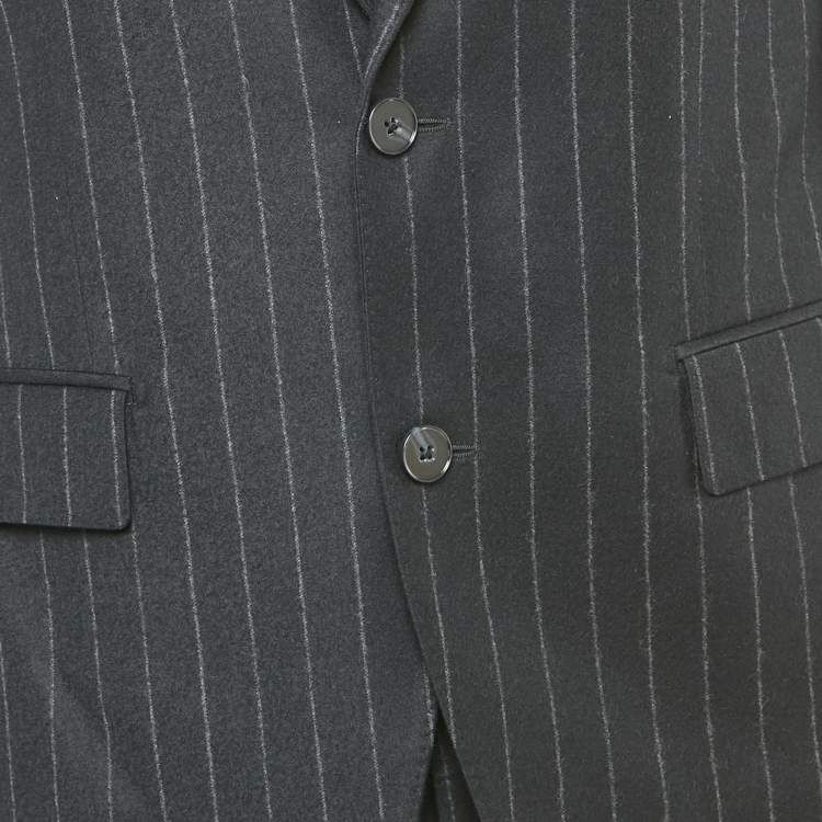 Pre Owned Dolce & Gabbana Black Stripe Wool Tailored Pants Suit M