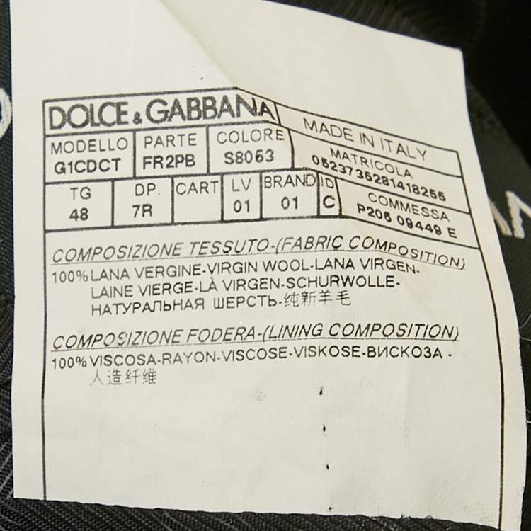 Pre Owned Dolce & Gabbana Black Stripe Wool Tailored Pants Suit M