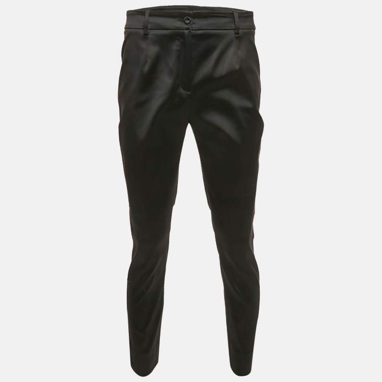 Pre Owned Dolce & Gabbana Black Satin Formal Trousers M