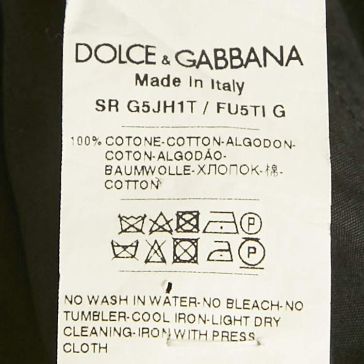 Pre Owned Dolce & Gabbana Black Cotton Logo Trimmed Button Front Shirt XXL