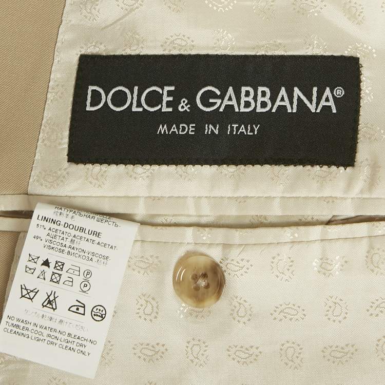 Pre Owned Dolce & Gabbana Beige Wool Double Breasted Blazer XL 