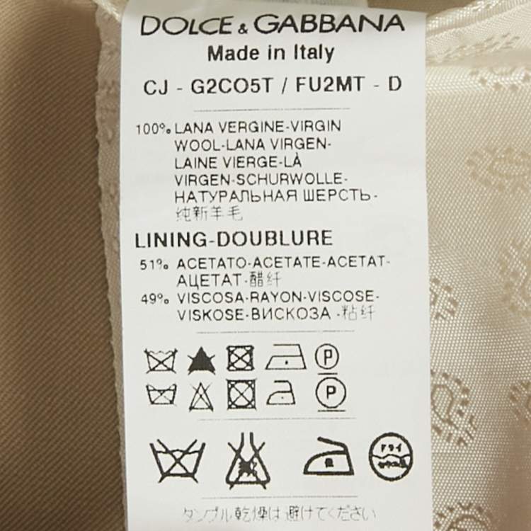 Pre Owned Dolce & Gabbana Beige Wool Double Breasted Blazer XL 