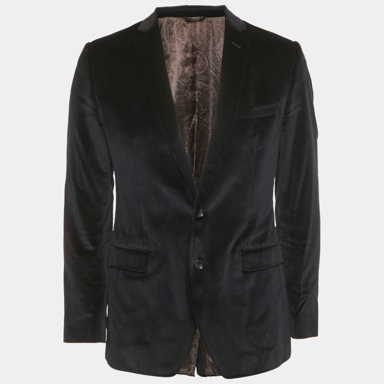 Pre Owned Dolce & Gabbana Navy Blue Velvet Martini Blazer M