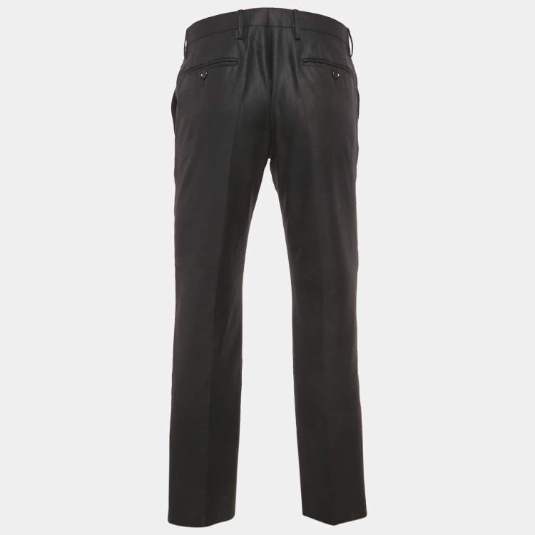 Pre Owned Dolce & Gabbana Black Wool Blend Formal Trousers M
