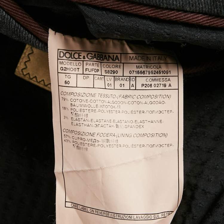 Pre Owned Dolce & Gabbana Dark Grey Denim Single Breasted Blazer L