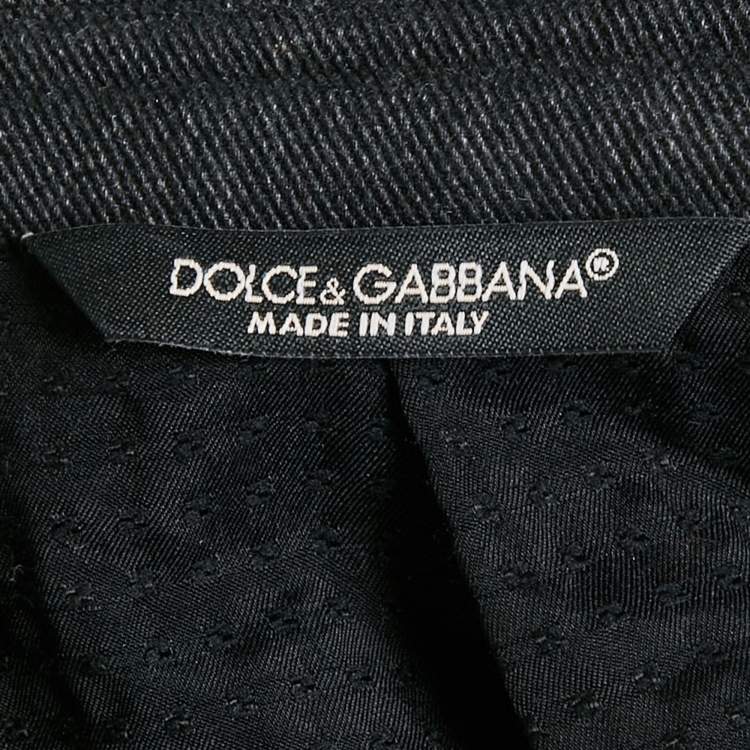 Pre Owned Dolce & Gabbana Dark Grey Denim Single Breasted Blazer L