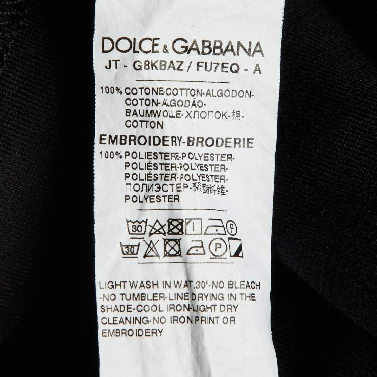 Pre Owned Dolce & Gabbana Black Logo Embroidered Cotton Crew Neck T-Shirt S