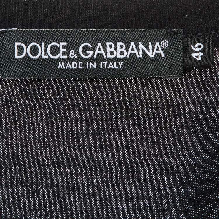 Pre Owned Dolce & Gabbana Black Logo Embroidered Cotton Crew Neck T-Shirt S