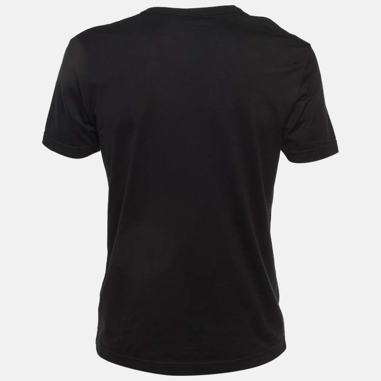 Pre Owned Dolce & Gabbana Black Logo Embroidered Cotton Crew Neck T-Shirt S