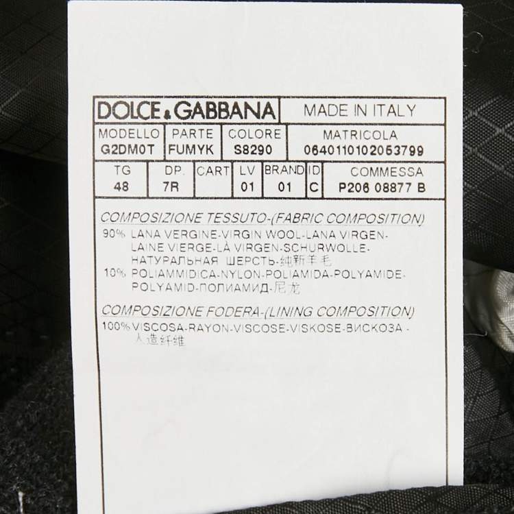 Pre Owned Dolce & Gabbana Black Wool Tailored Sicilia Blazer M