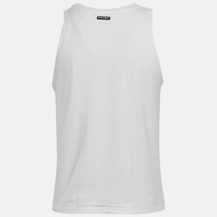 Pre Owned Dolce & Gabbana Underwear White Jersey Sleeveless T-Shirt L