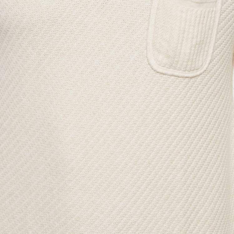 Pre Owned Dolce & Gabbana Cream Patterned Knit Polo T-Shirt M