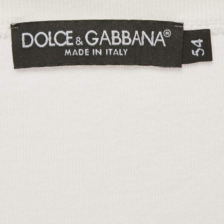 Pre Owned Dolce & Gabbana White Jersey V-Neck T-Shirt XXL