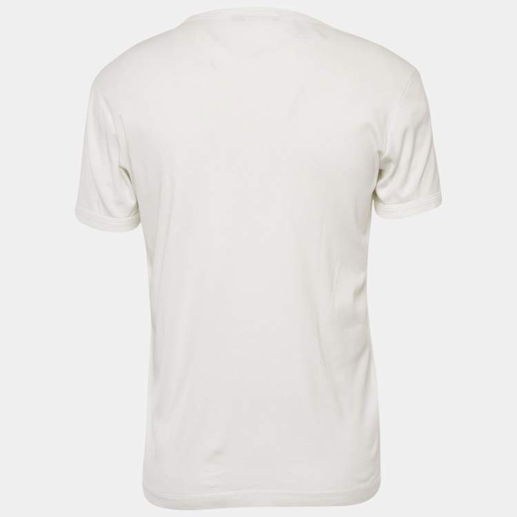 Pre Owned Dolce & Gabbana White Jersey V-Neck T-Shirt XXL
