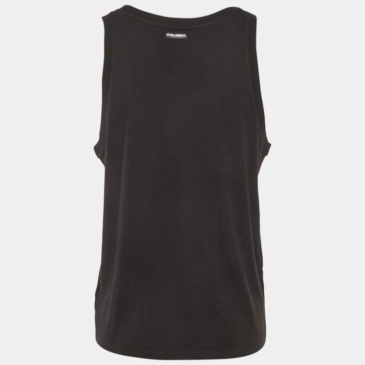 مملوكة مسبقًا Dolce & Gabbana Underwear Black Jersey Sleeveless T-Shirt L