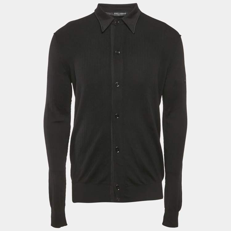 Pre Owned Dolce & Gabbana Black Stretch Knit Stretch Knit Long Sleeve Shirt XL