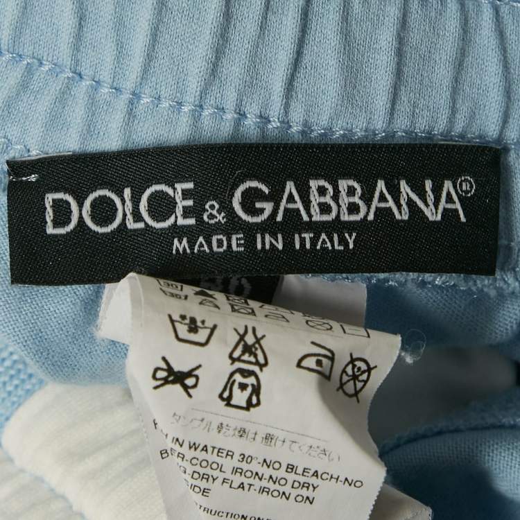 Pre Owned Dolce & Gabbana Blue Striped Cotton Jersey Shorts S