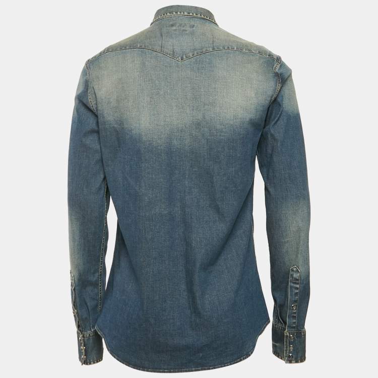 Pre Owned Dolce & Gabbana Blue Faded Denim Long Sleeve Shirt XL