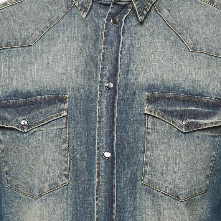 Pre Owned Dolce & Gabbana Blue Faded Denim Long Sleeve Shirt XL