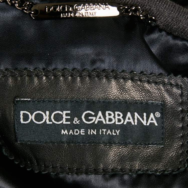 Pre Owned Dolce & Gabbana Black Leather Hooded Jacket XL
