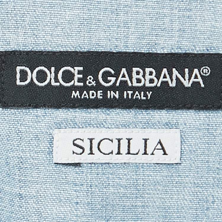 Pre Owned Dolce & Gabbana Blue Denim Button Front Shirt L