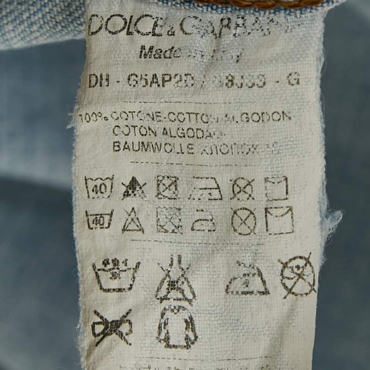 Pre Owned Dolce & Gabbana Blue Denim Button Front Shirt L