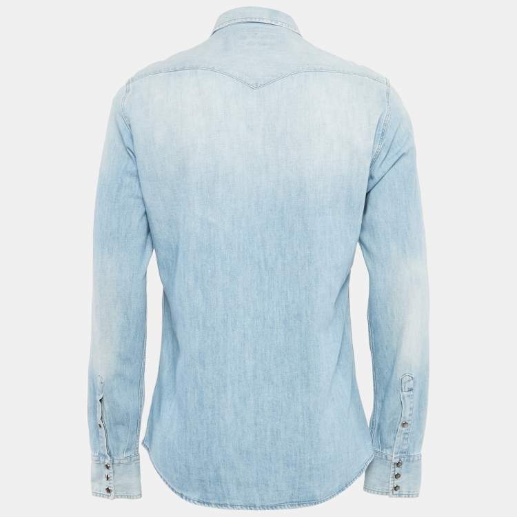 Pre Owned Dolce & Gabbana Blue Denim Button Front Shirt L