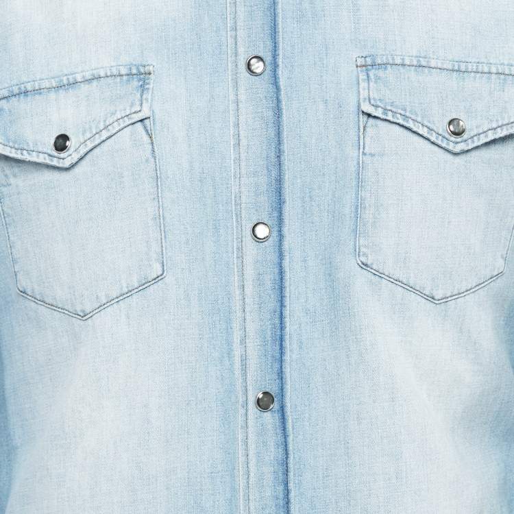 Pre Owned Dolce & Gabbana Blue Denim Button Front Shirt L