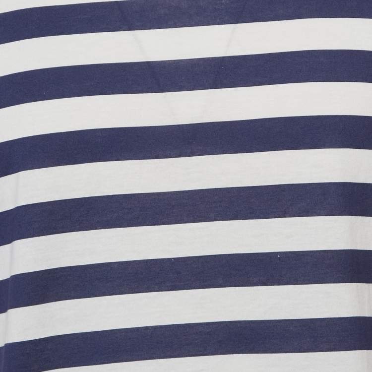 Pre Owned Dolce & Gabbana Blue/White Striped Jersey Sleeveless T-Shirt XS