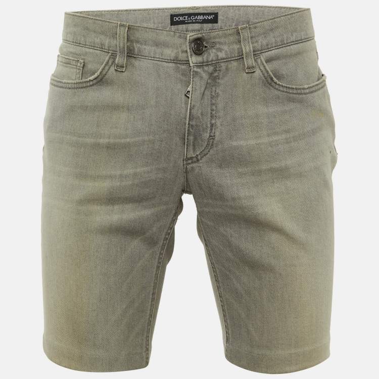 Pre Owned Dolce & Gabbana Grey Denim Shorts M/Waist 35"