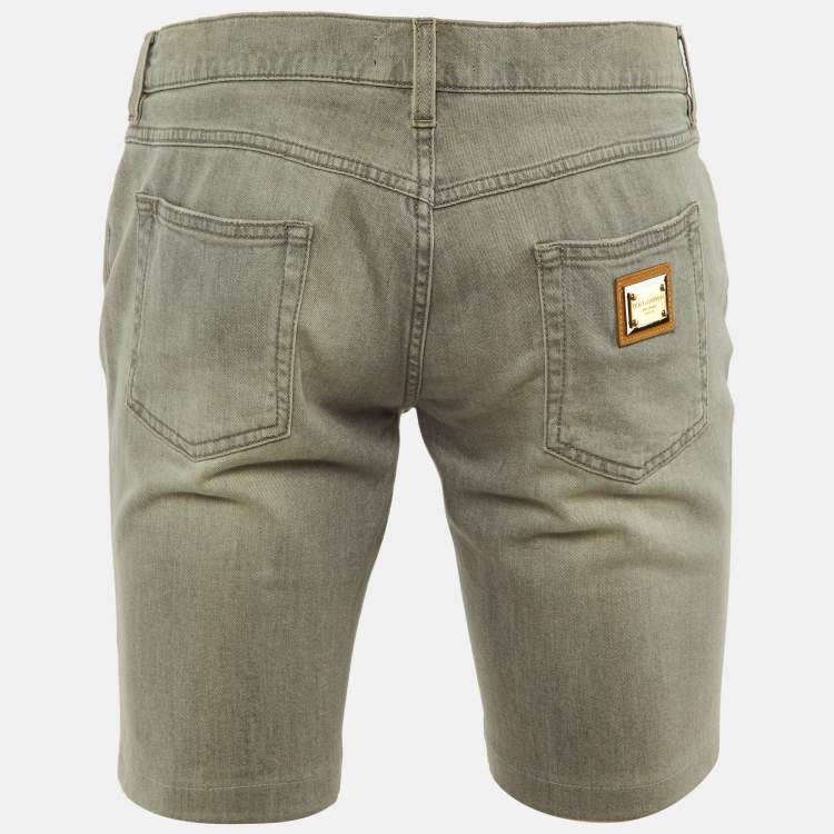 Pre Owned Dolce & Gabbana Grey Denim Shorts M/Waist 35"