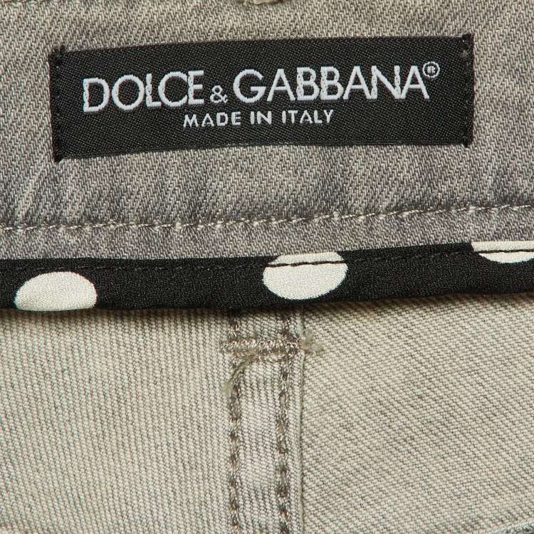 Pre Owned Dolce & Gabbana Grey Denim Shorts M/Waist 35"