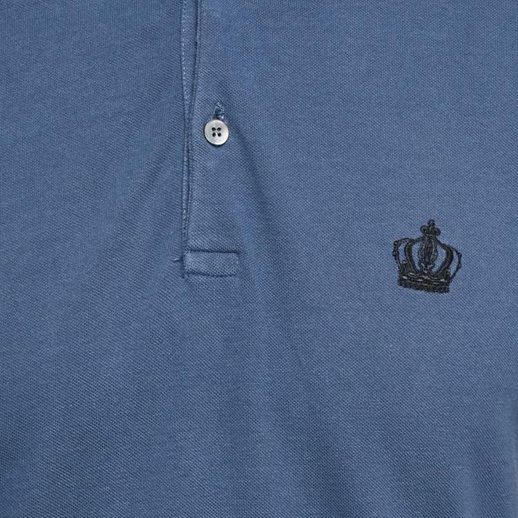 Pre Owned Dolce & Gabbana ark Blue Cotton Pique Polo T-Shirt M
